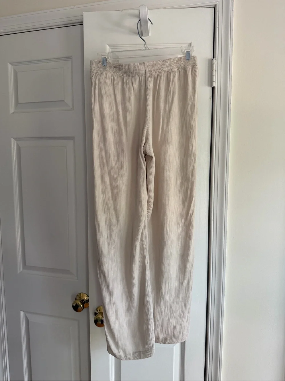 Babaton Crinkle Wide Leg Pull On Pants Cream XS